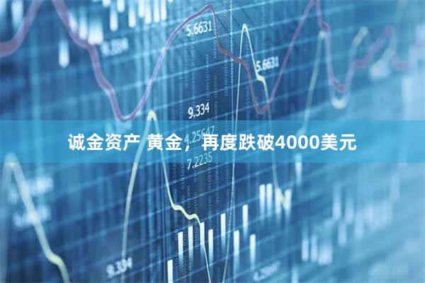 诚金资产 黄金,再度跌破4000美元